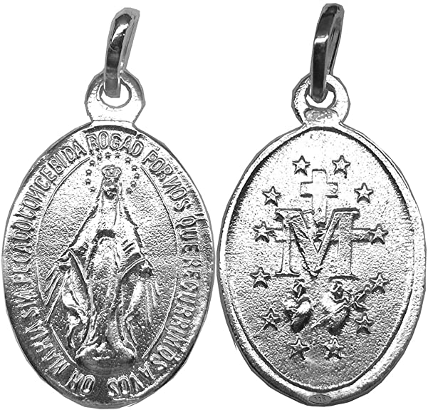 medalla colgante virgen milagrosa plata