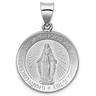 Medalla milagrosa oro blanco de 14 K