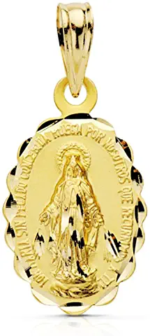 Colgante Medalla Virgen María Milagrosa Oro Amarillo 18 Kilates
