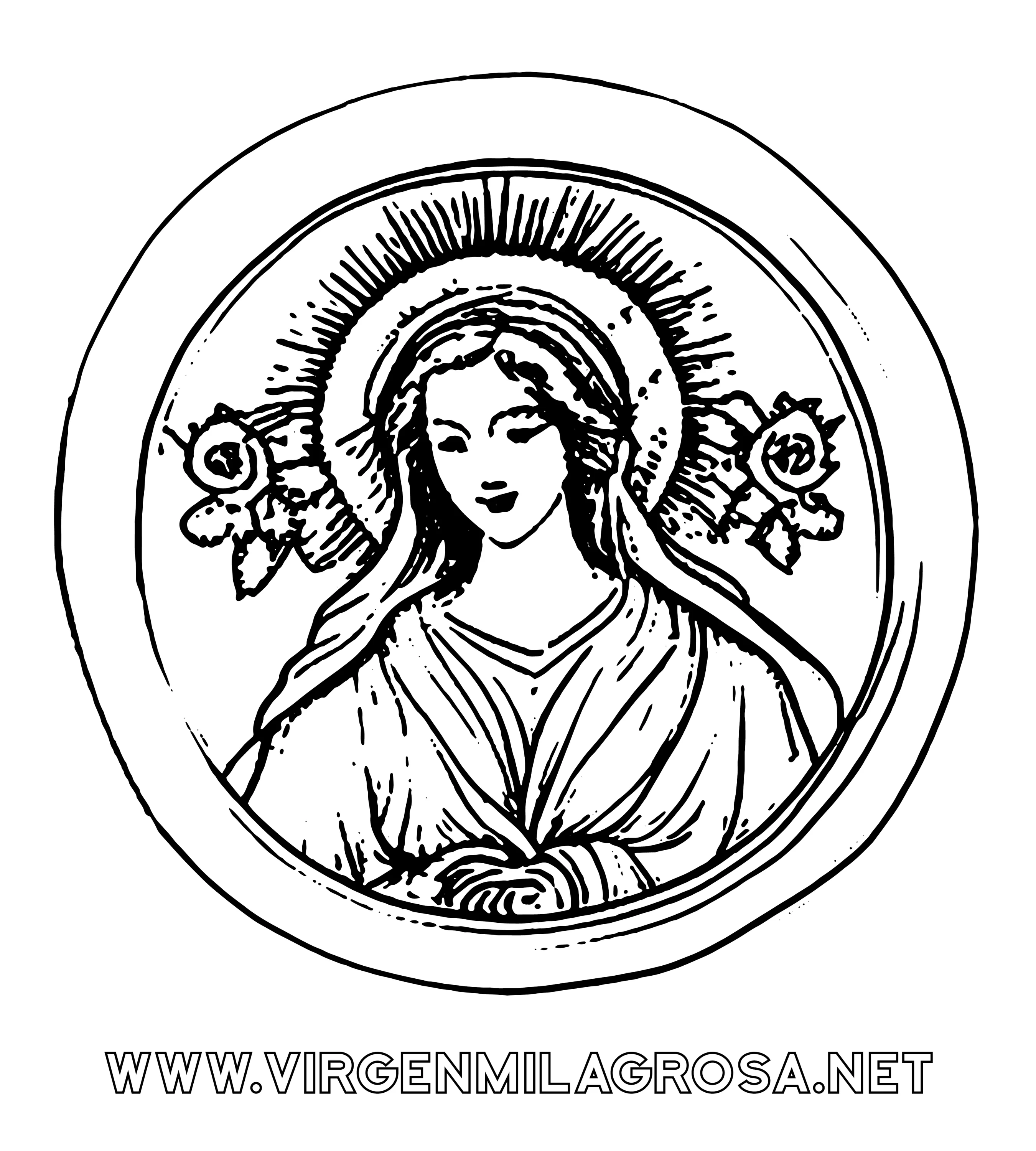 dibujo de la virgen de la medalla milagrosa para pintar